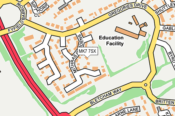 MK7 7SX map - OS OpenMap – Local (Ordnance Survey)