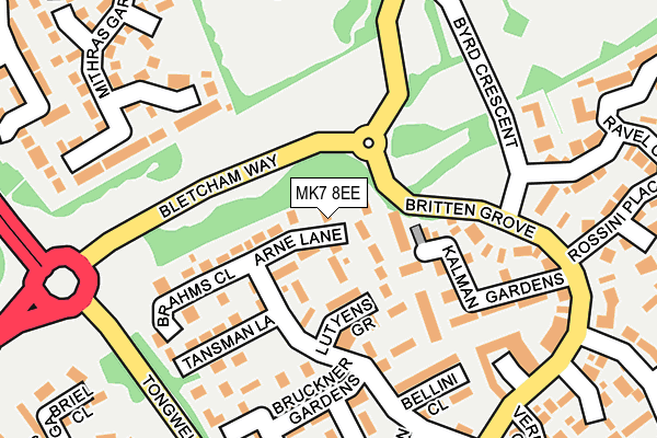 MK7 8EE map - OS OpenMap – Local (Ordnance Survey)