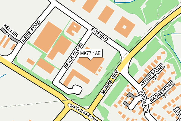 MK77 1AE map - OS OpenMap – Local (Ordnance Survey)