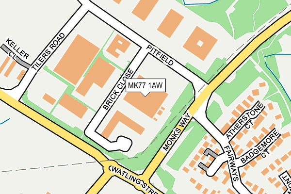 MK77 1AW map - OS OpenMap – Local (Ordnance Survey)