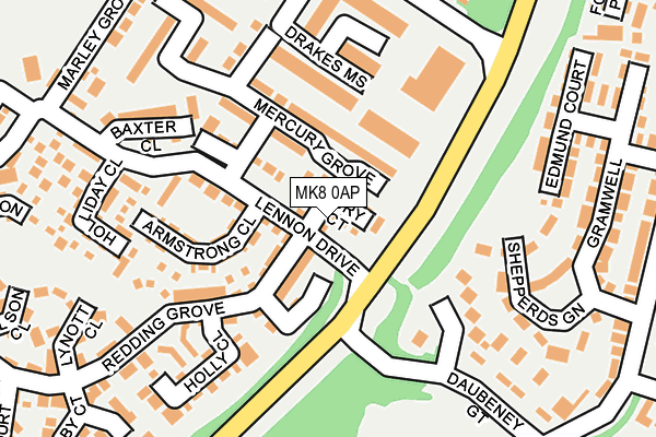 MK8 0AP map - OS OpenMap – Local (Ordnance Survey)