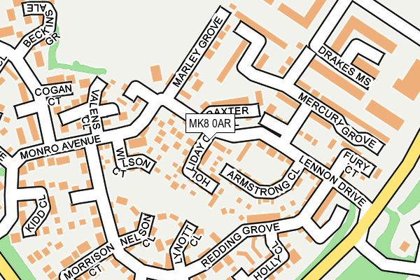 MK8 0AR map - OS OpenMap – Local (Ordnance Survey)