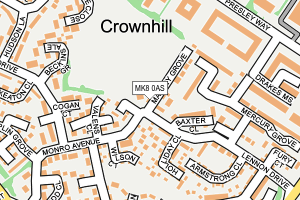 MK8 0AS map - OS OpenMap – Local (Ordnance Survey)