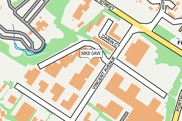 MK8 0AW map - OS OpenMap – Local (Ordnance Survey)