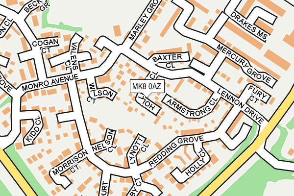 MK8 0AZ map - OS OpenMap – Local (Ordnance Survey)