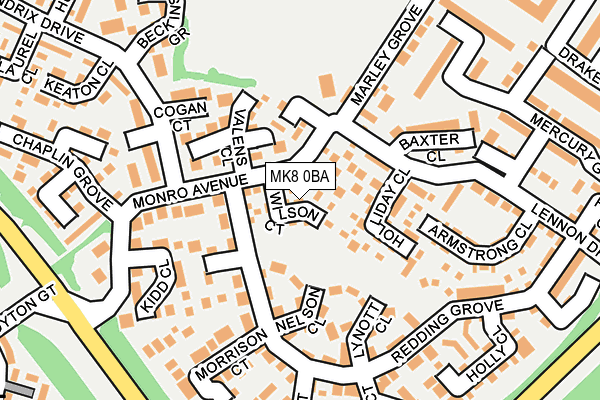 MK8 0BA map - OS OpenMap – Local (Ordnance Survey)