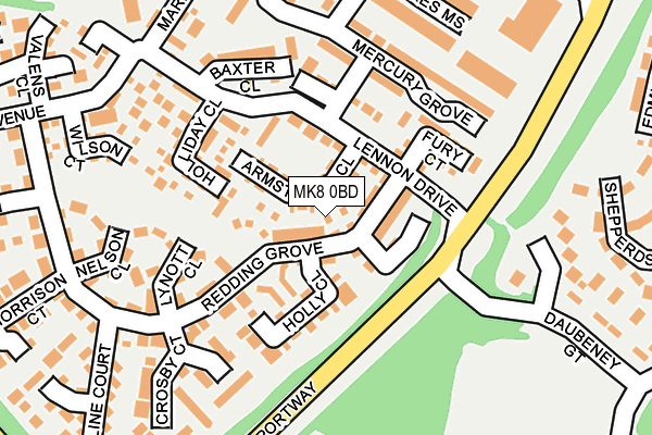 MK8 0BD map - OS OpenMap – Local (Ordnance Survey)