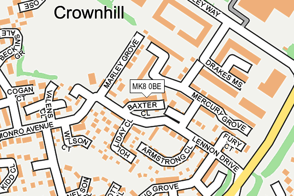 MK8 0BE map - OS OpenMap – Local (Ordnance Survey)