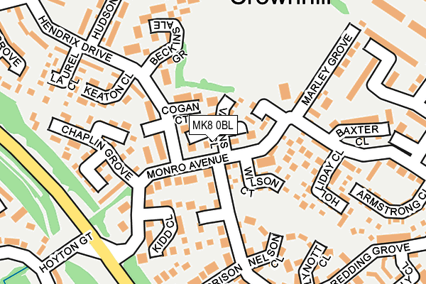 MK8 0BL map - OS OpenMap – Local (Ordnance Survey)