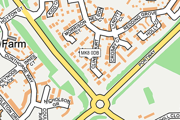 MK8 0DB map - OS OpenMap – Local (Ordnance Survey)