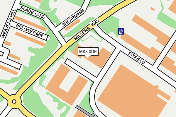 MK8 0DE map - OS OpenMap – Local (Ordnance Survey)