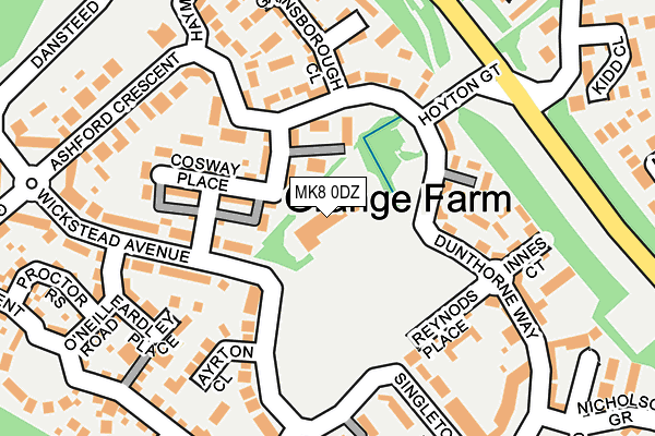 MK8 0DZ map - OS OpenMap – Local (Ordnance Survey)