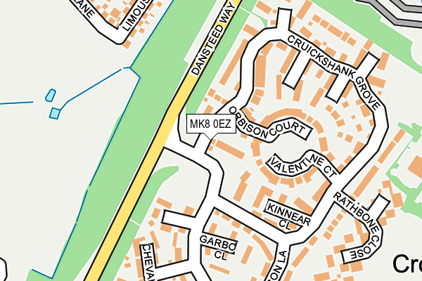 MK8 0EZ map - OS OpenMap – Local (Ordnance Survey)