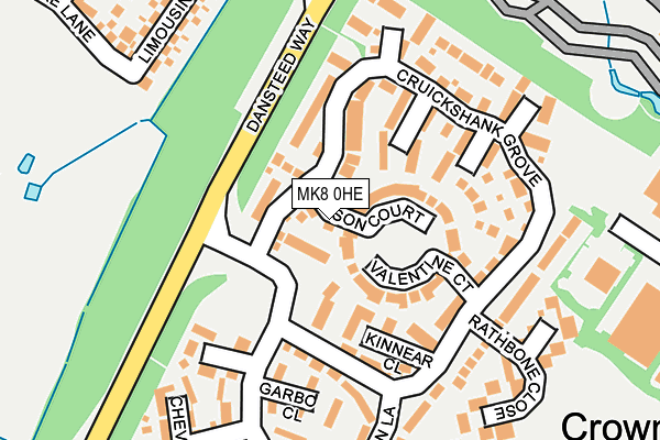 MK8 0HE map - OS OpenMap – Local (Ordnance Survey)