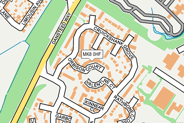 MK8 0HF map - OS OpenMap – Local (Ordnance Survey)