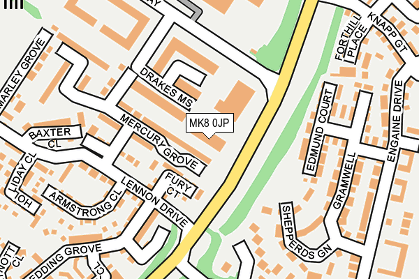 MK8 0JP map - OS OpenMap – Local (Ordnance Survey)