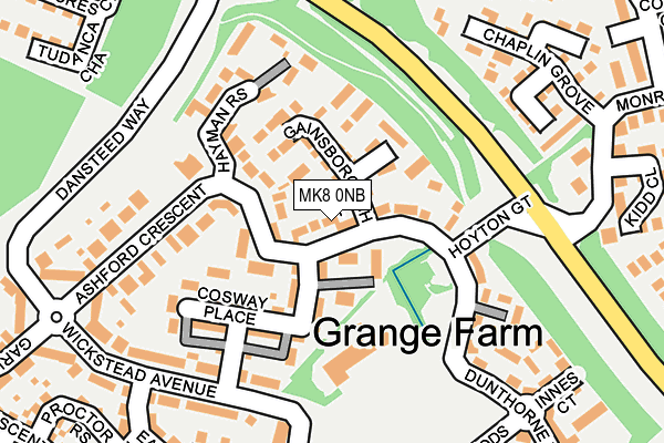 MK8 0NB map - OS OpenMap – Local (Ordnance Survey)