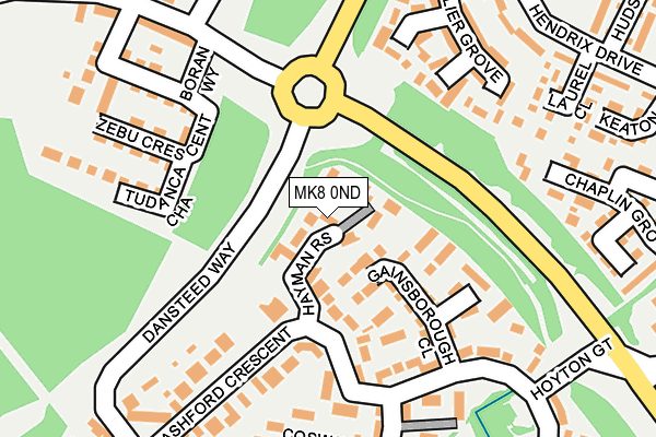 MK8 0ND map - OS OpenMap – Local (Ordnance Survey)