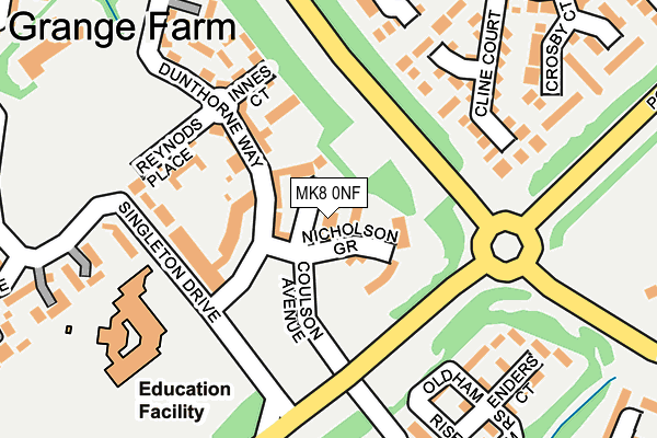 MK8 0NF map - OS OpenMap – Local (Ordnance Survey)