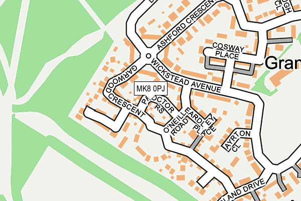 MK8 0PJ map - OS OpenMap – Local (Ordnance Survey)