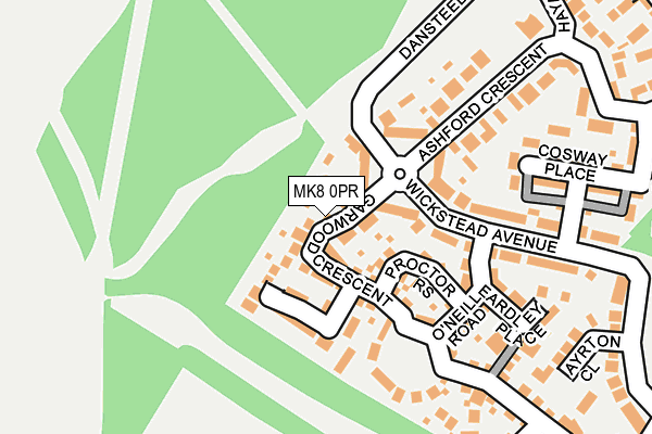 MK8 0PR map - OS OpenMap – Local (Ordnance Survey)