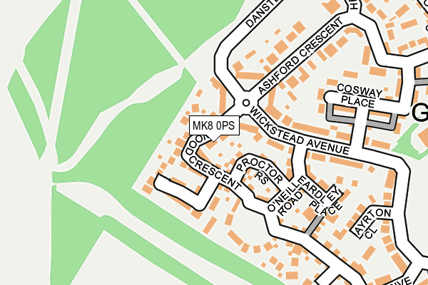 MK8 0PS map - OS OpenMap – Local (Ordnance Survey)