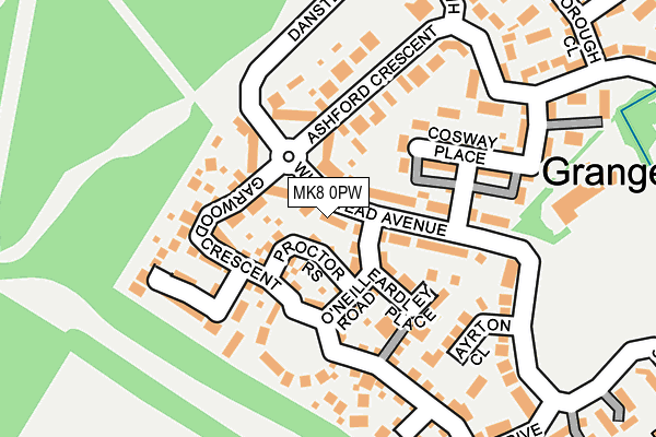 MK8 0PW map - OS OpenMap – Local (Ordnance Survey)