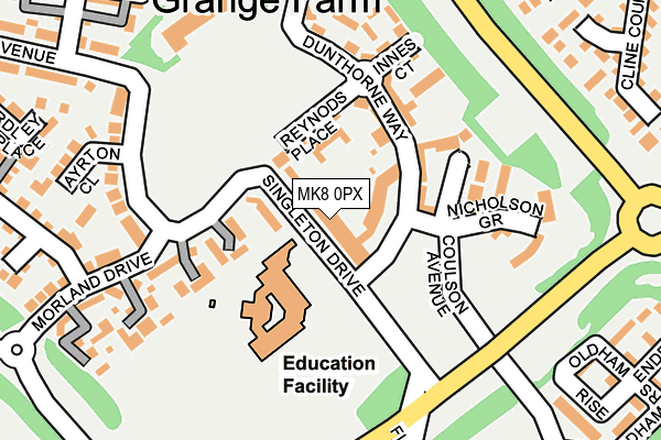 MK8 0PX map - OS OpenMap – Local (Ordnance Survey)