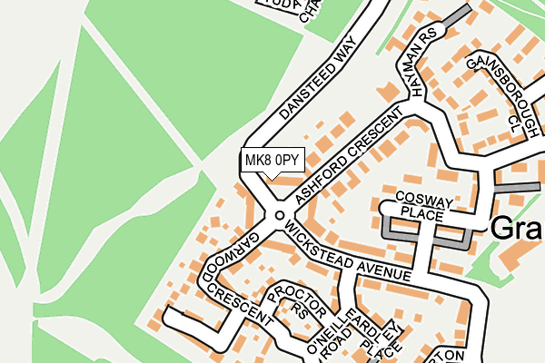 MK8 0PY map - OS OpenMap – Local (Ordnance Survey)