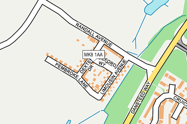 MK8 1AA map - OS OpenMap – Local (Ordnance Survey)