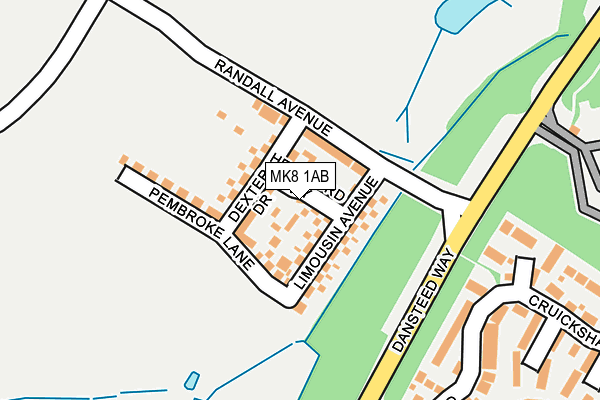 MK8 1AB map - OS OpenMap – Local (Ordnance Survey)