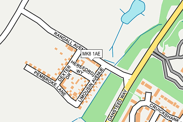 MK8 1AE map - OS OpenMap – Local (Ordnance Survey)