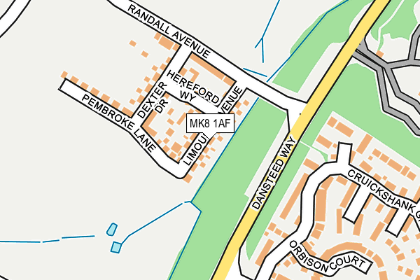 MK8 1AF map - OS OpenMap – Local (Ordnance Survey)