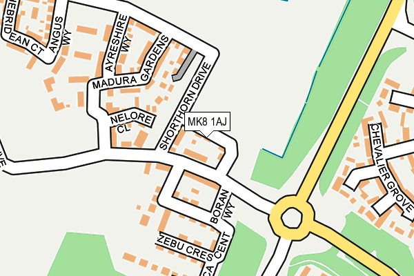 MK8 1AJ map - OS OpenMap – Local (Ordnance Survey)