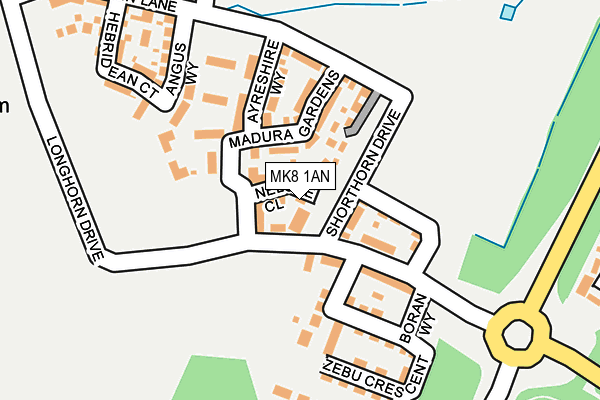 MK8 1AN map - OS OpenMap – Local (Ordnance Survey)