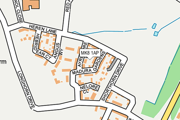 MK8 1AP map - OS OpenMap – Local (Ordnance Survey)