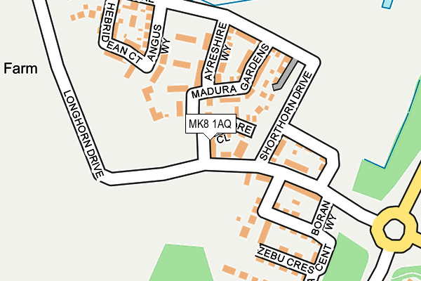 MK8 1AQ map - OS OpenMap – Local (Ordnance Survey)