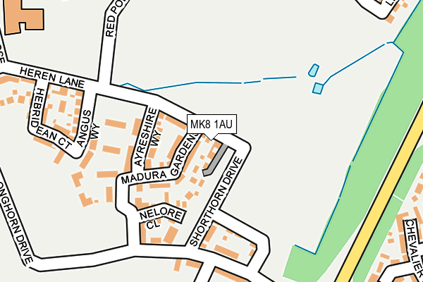 MK8 1AU map - OS OpenMap – Local (Ordnance Survey)