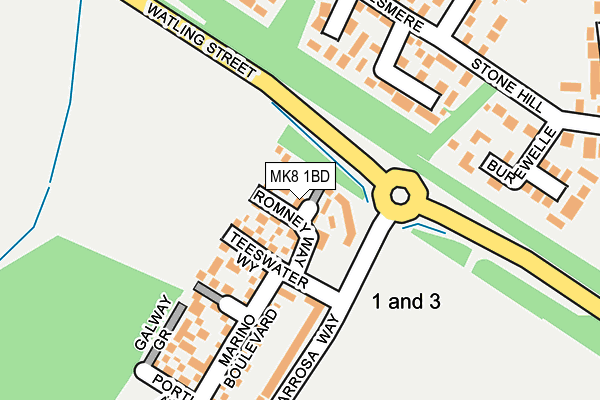 MK8 1BD map - OS OpenMap – Local (Ordnance Survey)