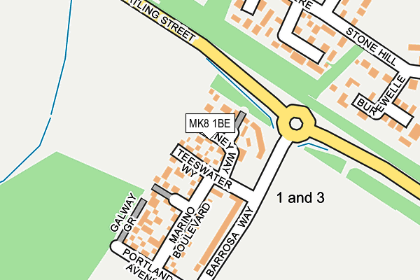 MK8 1BE map - OS OpenMap – Local (Ordnance Survey)