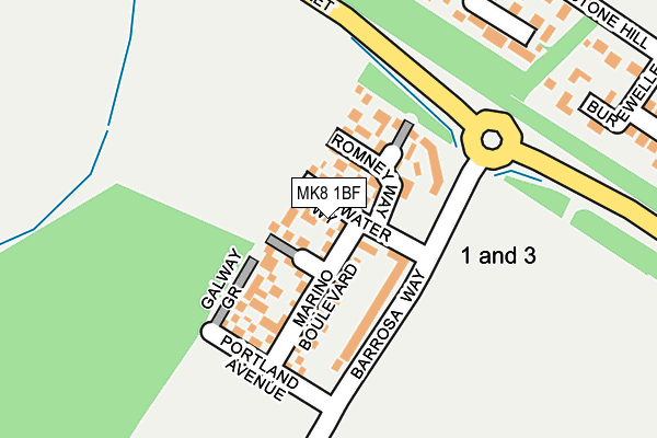 MK8 1BF map - OS OpenMap – Local (Ordnance Survey)