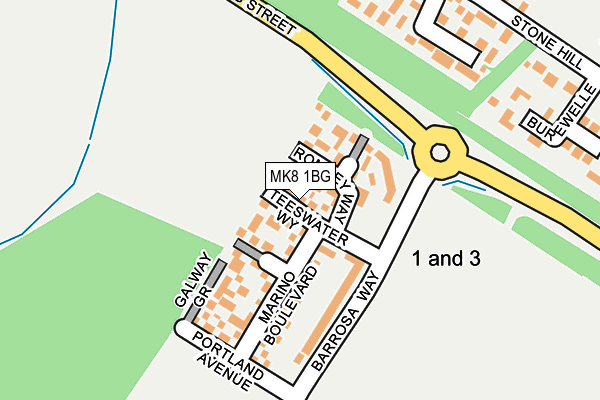 MK8 1BG map - OS OpenMap – Local (Ordnance Survey)