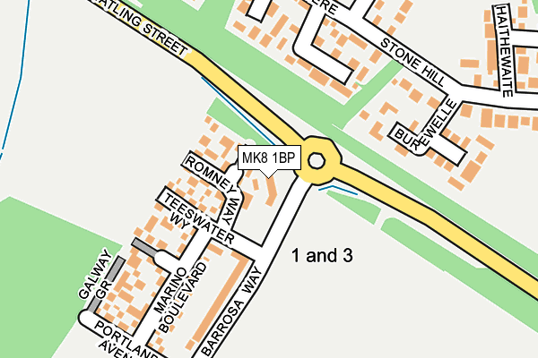 MK8 1BP map - OS OpenMap – Local (Ordnance Survey)