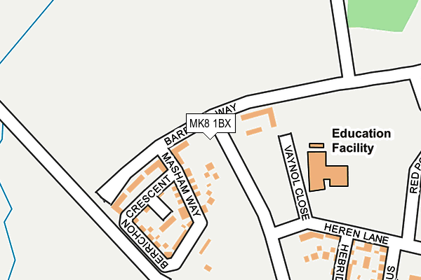 MK8 1BX map - OS OpenMap – Local (Ordnance Survey)