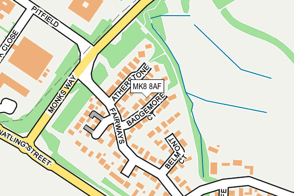 MK8 8AF map - OS OpenMap – Local (Ordnance Survey)