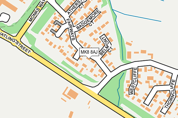 MK8 8AJ map - OS OpenMap – Local (Ordnance Survey)