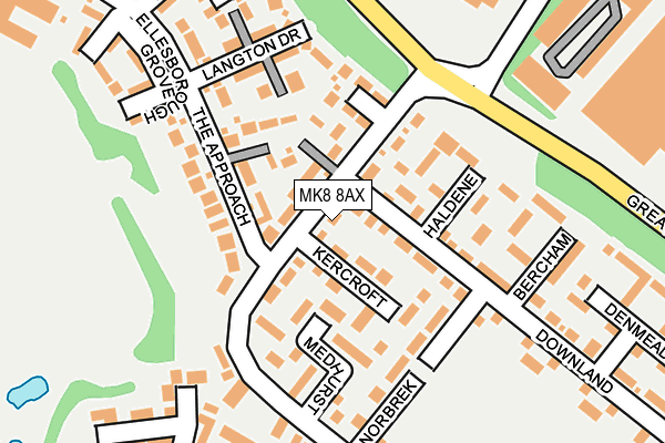 MK8 8AX map - OS OpenMap – Local (Ordnance Survey)