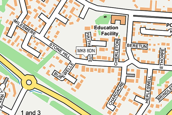 MK8 8DN map - OS OpenMap – Local (Ordnance Survey)