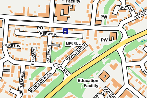 MK8 8EE map - OS OpenMap – Local (Ordnance Survey)
