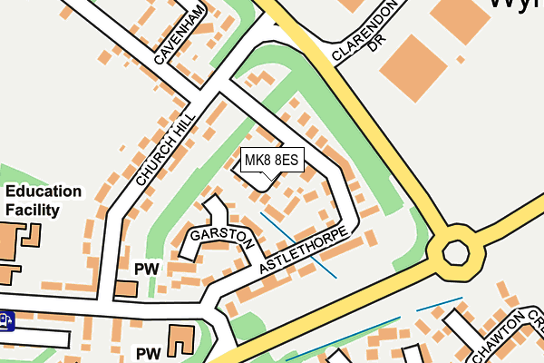 MK8 8ES map - OS OpenMap – Local (Ordnance Survey)